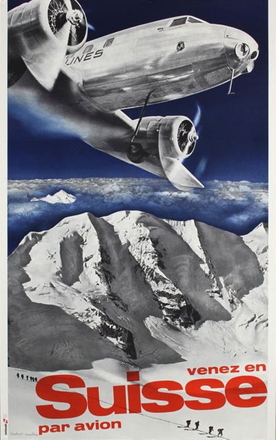 Venez en Suisse par avion original poster designed by Matter, Herbert (1907-1984)