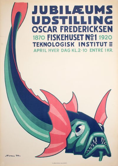 Oscar Fredericksen Fiskehuset No 1 Jubilæum original poster designed by Henriksen, Sven (1890-1935)