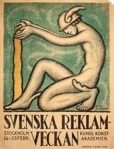 Svenska Reklamveckan 1919 Stockholm Kungl. Konstakademien original poster designed by Richard Bergman