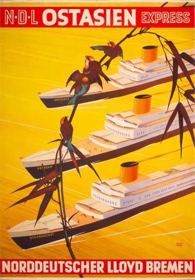 NDL Ostasien Express original poster designed by Feldtmann, Hugo (1900-1990)
