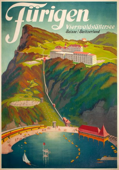 Fürigen Vierwaldstättersee Suisse Switzerland original poster 