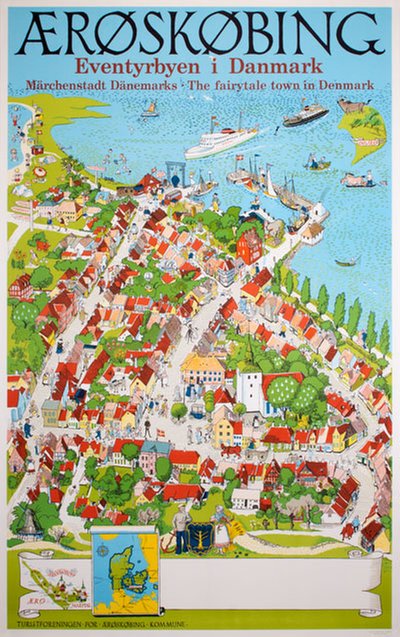 Ærøskøbing - Eventyrbyen i Danmark original poster designed by Hjortlund, Gustav 