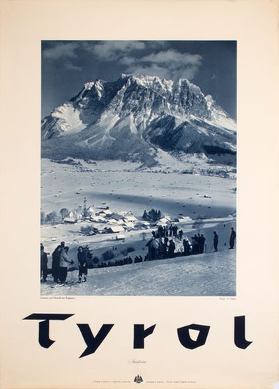 Tyrol Lermoos und Ehrwald mit Zugspitze original poster designed by Photo: Adolf Sickert