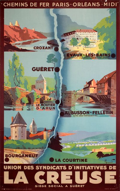La Creuse France original poster designed by Commarmond, Pierre (1897-1983)