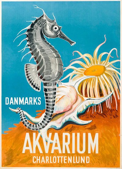 Danmarks Akvarium Charlottenlund Seahorse original poster designed by JZ