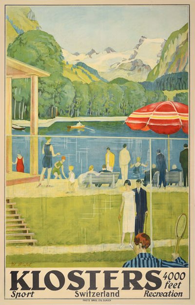 Klosters Switzerland  original poster designed by Steifel, Edward (1875-1968)