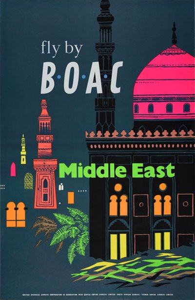 Fly by BOAC Middle East original poster designed by Dick Negus (1927-2011) & Philip Sharland (1923-1986)