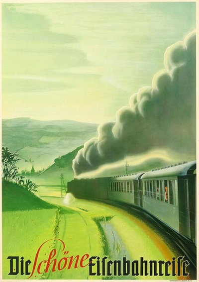 Die Schöne Eisenbahnreise Germany original poster designed by Heinemann, Reinhard W. (1895-1967)