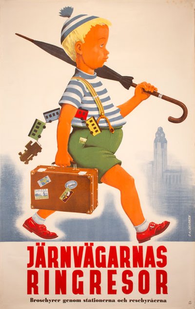 Järnvägarnas Ringresor Finland original poster designed by Oksanen, Osmo K. (1921-1999)