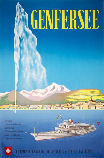 Genfersee Lake Geneva Lac Leman original poster designed by A.R. Dutoit