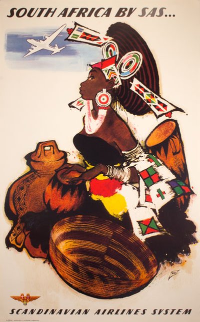 South Africa by SAS  original poster designed by Nielsen, Otto (1916-2000)