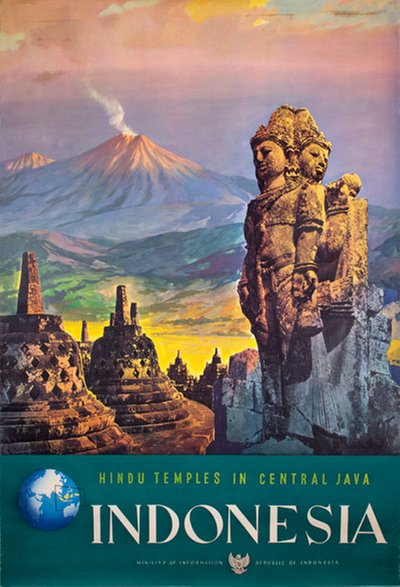 Hindu Temples In Central Java Indonesia original poster designed by Trip, Victor J. (1913-1975)