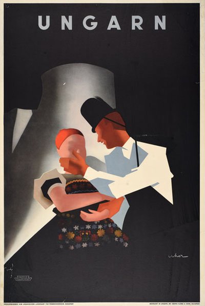 Ungarn Hungary original poster designed by Arisztid Uher