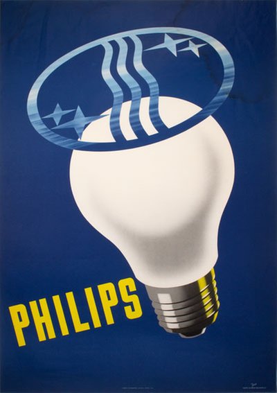 Philips 1944  Light Bulb original poster designed by Josse / Anders Beckman Reklamatelje
