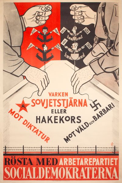 Socialdemokraterna Varken Sovjetstjärna eller hakekors original poster 