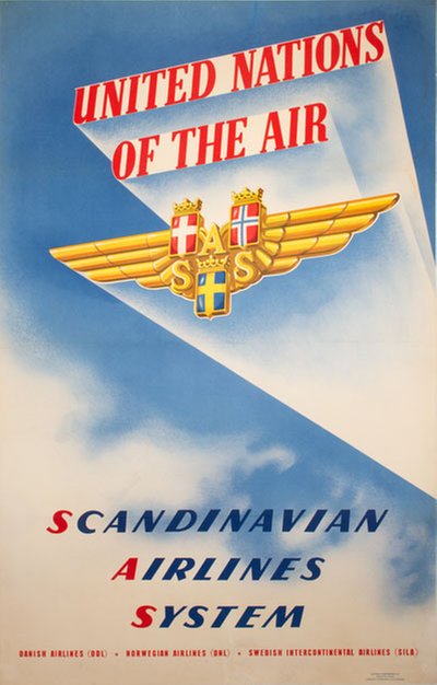 United Nations of the Air - SAS  original poster designed by Allmänna Annonsbyrån AB