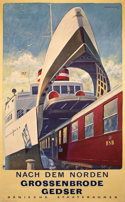 Nach dem Noorden Gedser Grossenbrode original poster designed by Rasmussen, Aage (1913-1975)