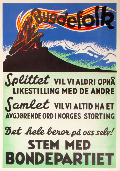 Bygdefolk stem med Bondepartiet (1949) - Original Vintage Poster