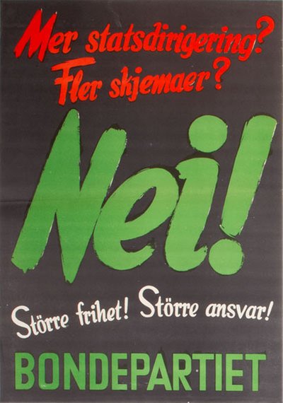 Bondepartiet Fler Skemaer Nei original poster 