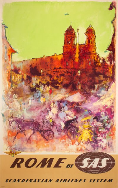 Rome by SAS - Scandinavian Airlines System original poster designed by Nielsen, Otto (1916-2000)