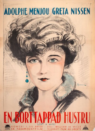 En borttappad hustru (Lost - a Wife) 1925 original poster designed by Rohman, Eric (1891-1949)