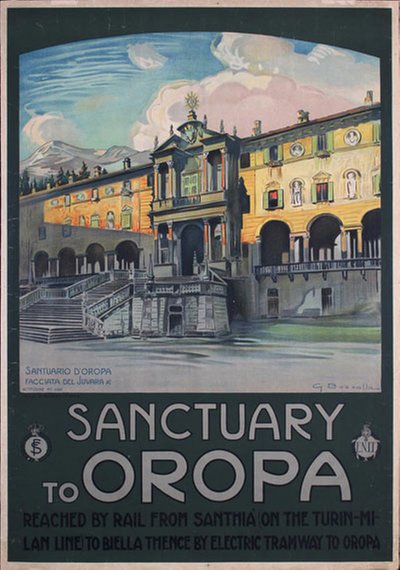 Sanctuary to Oropa original poster designed by Bozzalla, Giuseppe 1874 - 1958