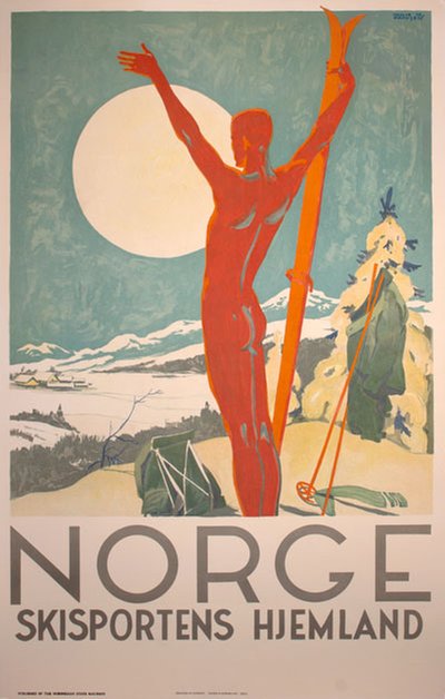 Norge Skisportens hjemland original poster designed by Davidsen, Trygve M. (1895-1978)