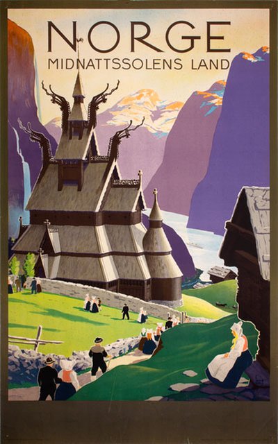 Norge Midnattssolens Land original poster designed by Gull, Ivar
