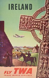 Fly TWA To Ireland original vintage poster
