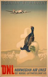 Norwegian Air Lines DNL - Norway by Airway original vintage poster