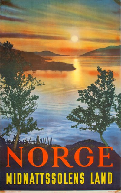 Norge Midnattssolens Land 1953 original poster designed by Photo by Göran Algård