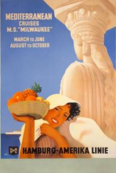 HAPAG Mediterranean Cruises original vintage poster