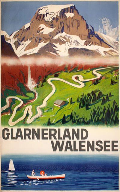 Glarnerland Walensee original poster designed by Baumberger, Otto (1889-1961)