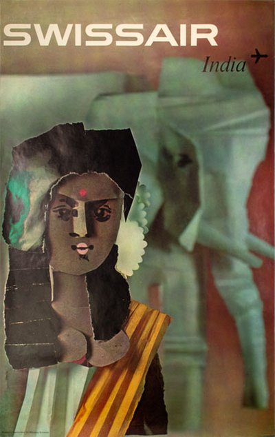 Swissair India original poster designed by Schwabe, Nikolaus (1926-2018)