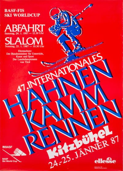 Hahnenkamm Rennen Ski Worldcup Kitzbuhel 47th 1987 original poster 