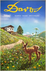 Davos Schweiz Suisse Switzerland original vintage poster