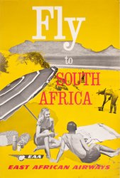 Fly to South Africa EAA East African Airways original vintage poster