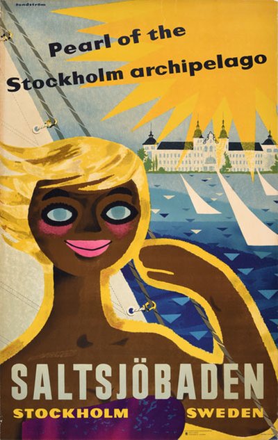 Saltsjöbaden Pearl of the Stockholm archipelago original poster designed by Hagberg-Sundström, Christina (1931-2014)