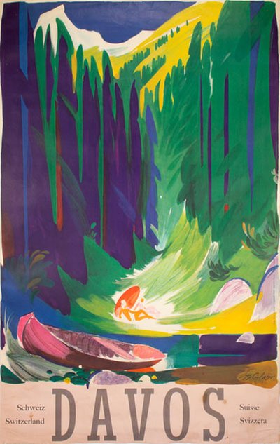 Davos Switzerland Schweiz Suisse original poster designed by Glaser, Otto (1915-1991)