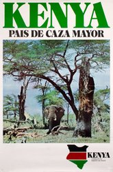 Kenya - big game hunting country original vintage poster