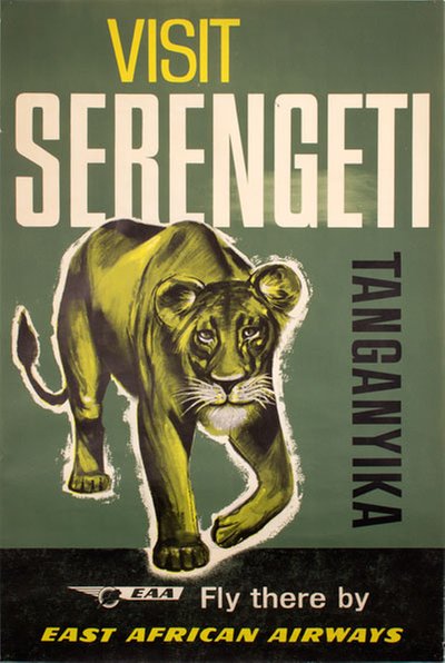 Visit Serengeti Tanganyika EAA East African Airways original poster 
