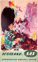 Scandinavian Airlines System 1950s - Scotland original vintage poster