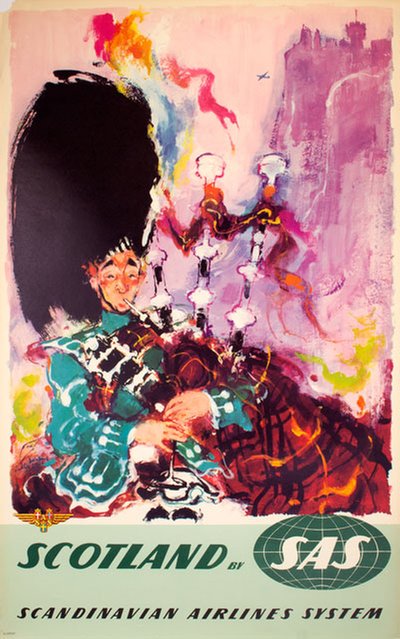 Scandinavian Airlines System 1950s - Scotland original poster designed by Nielsen, Otto (1916-2000)