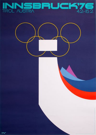 Innsbruck 1976 Winter Olympics original poster designed by Zelger, Arthur (1914–2004) 