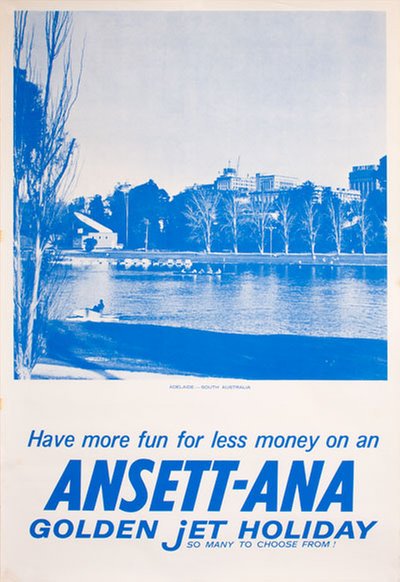 Ansett-ANA Golden Jet Holiday Adelaide original poster 