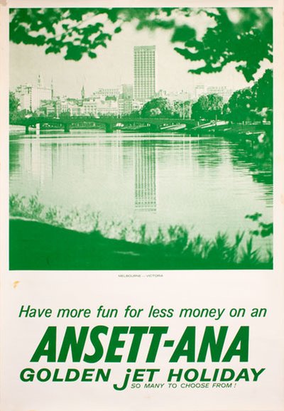 Ansett-ANA Golden Jet Holiday Melbourne original poster 