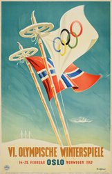 VI. Olympische Winterspiele Oslo 1952 original vintage poster