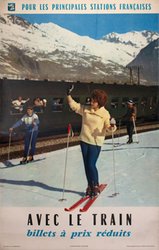 SNCF Avec le Train 1962 original vintage poster