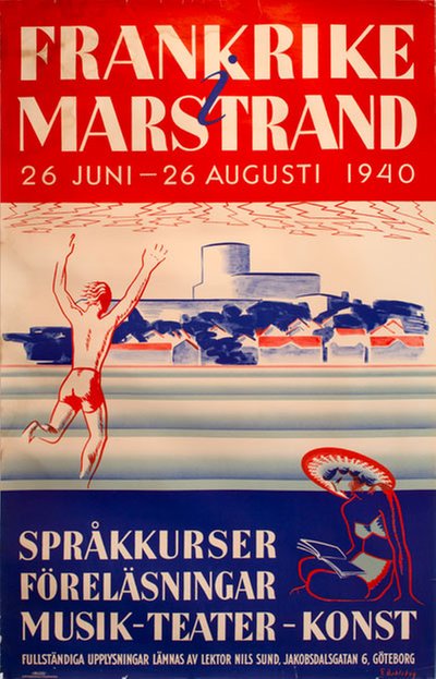 Marstrand Frankrike 1940 original poster designed by E. Dahlskog