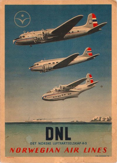 DNL - Norwegian Air Lines original poster designed by Andersen, Axel (1920-1995)